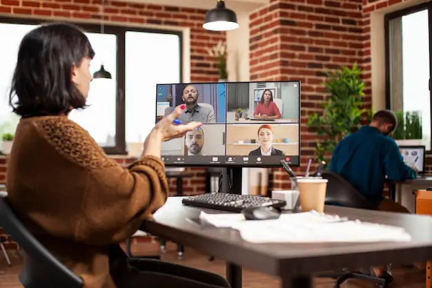 Image showing a remote team in a meeting
